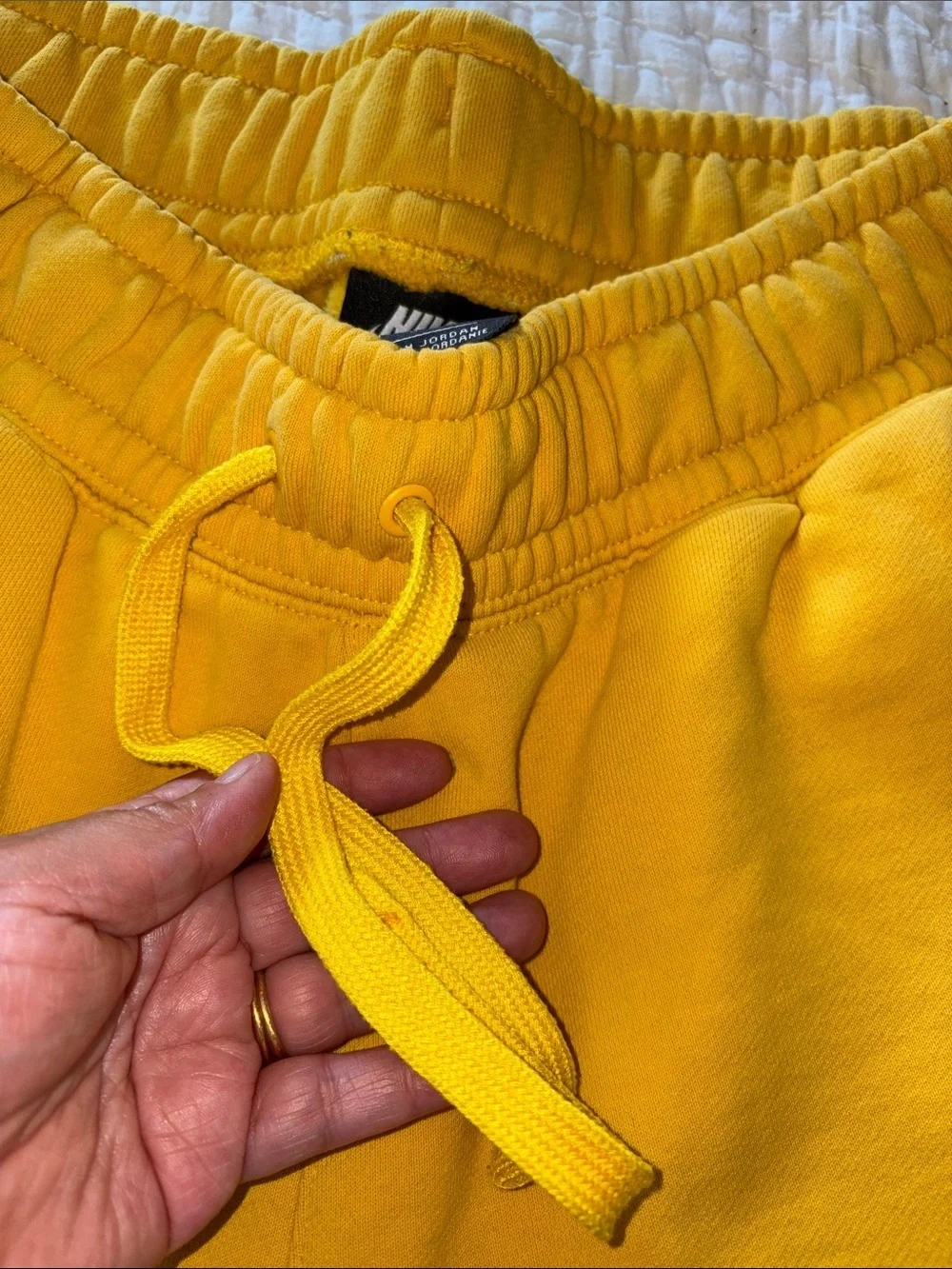 Nike EUC Sweat Pants Navy Yellow Colorblock Design L